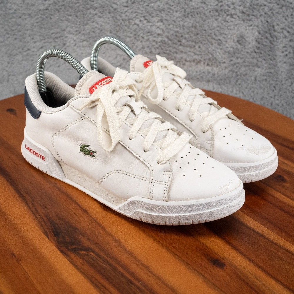 LACOSTE Womens Twin Serve Sneakers in White & Blue US Size 7.5